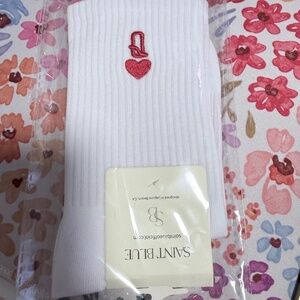 Saint Blue Pilates Grip Socks, Queen Embroidery